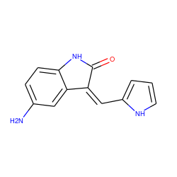 Nc1ccc2c(c1)/C(=C/c1ccc[nH]1)C(=O)N2 ZINC000014962836