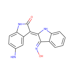 Nc1ccc2c(c1)/C(=C1/Nc3ccccc3/C1=N\O)C(=O)N2 ZINC000034045380