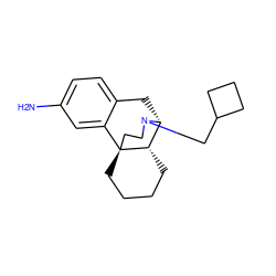 Nc1ccc2c(c1)[C@@]13CCCC[C@H]1[C@@H](C2)N(CC1CCC1)CC3 ZINC000013532326