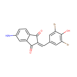 Nc1ccc2c(c1)C(=O)/C(=C/c1cc(Br)c(O)c(Br)c1)C2=O ZINC000001902837