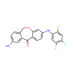 Nc1ccc2c(c1)C(=O)c1ccc(Nc3cc(F)c(F)cc3F)cc1OC2 ZINC000103273339