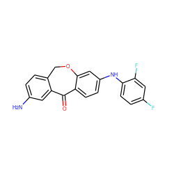 Nc1ccc2c(c1)C(=O)c1ccc(Nc3ccc(F)cc3F)cc1OC2 ZINC000103273320