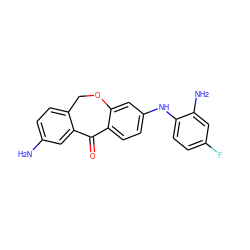 Nc1ccc2c(c1)C(=O)c1ccc(Nc3ccc(F)cc3N)cc1OC2 ZINC000103273323