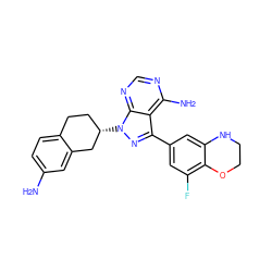 Nc1ccc2c(c1)C[C@@H](n1nc(-c3cc(F)c4c(c3)NCCO4)c3c(N)ncnc31)CC2 ZINC001772650092