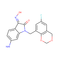 Nc1ccc2c(c1)N(Cc1cc(F)cc3c1OCOC3)C(=O)/C2=N\O ZINC000043076984