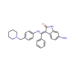 Nc1ccc2c(c1)NC(=O)/C2=C(\Nc1ccc(CN2CCCCC2)cc1)c1ccccc1 ZINC000000590738