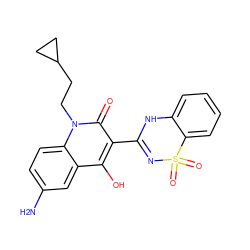 Nc1ccc2c(c1)c(O)c(C1=NS(=O)(=O)c3ccccc3N1)c(=O)n2CCC1CC1 ZINC000101036715