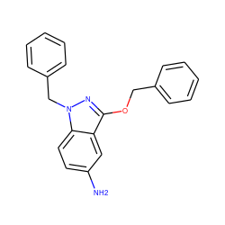 Nc1ccc2c(c1)c(OCc1ccccc1)nn2Cc1ccccc1 ZINC000103263960