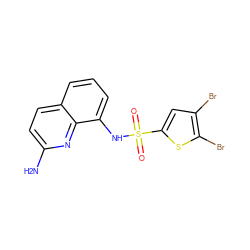 Nc1ccc2cccc(NS(=O)(=O)c3cc(Br)c(Br)s3)c2n1 ZINC000043060618