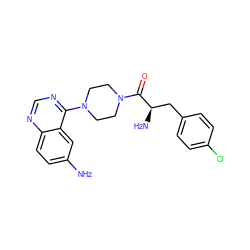 Nc1ccc2ncnc(N3CCN(C(=O)[C@H](N)Cc4ccc(Cl)cc4)CC3)c2c1 ZINC000064541128