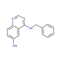 Nc1ccc2ncnc(NCc3ccccc3)c2c1 ZINC000013527450