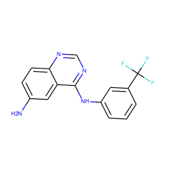 Nc1ccc2ncnc(Nc3cccc(C(F)(F)F)c3)c2c1 ZINC000003815362