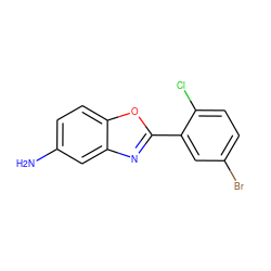 Nc1ccc2oc(-c3cc(Br)ccc3Cl)nc2c1 ZINC000000123045