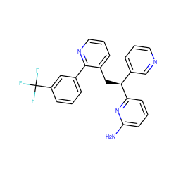 Nc1cccc([C@@H](Cc2cccnc2-c2cccc(C(F)(F)F)c2)c2cccnc2)n1 ZINC001772598277