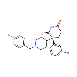 Nc1cccc([C@]2(C3CCN(Cc4ccc(Br)cc4)CC3)CCC(=O)NC2=O)c1 ZINC000040430226