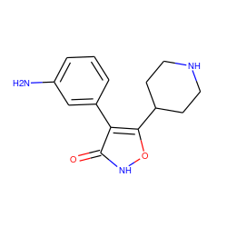 Nc1cccc(-c2c(C3CCNCC3)o[nH]c2=O)c1 ZINC000036088330