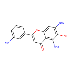 Nc1cccc(-c2cc(=O)c3c(N)c(O)c(N)cc3o2)c1 ZINC000013738767