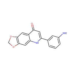 Nc1cccc(-c2cc(=O)c3cc4c(cc3[nH]2)OCO4)c1 ZINC000005580669