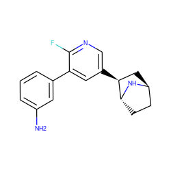 Nc1cccc(-c2cc([C@H]3C[C@H]4CC[C@H]3N4)cnc2F)c1 ZINC000253650678