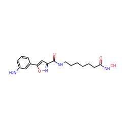 Nc1cccc(-c2cc(C(=O)NCCCCCCC(=O)NO)no2)c1 ZINC000033132728