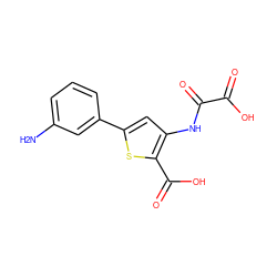 Nc1cccc(-c2cc(NC(=O)C(=O)O)c(C(=O)O)s2)c1 ZINC000013491463