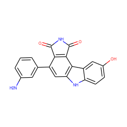 Nc1cccc(-c2cc3[nH]c4ccc(O)cc4c3c3c2C(=O)NC3=O)c1 ZINC000034804145