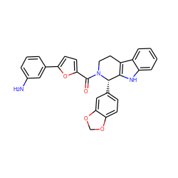 Nc1cccc(-c2ccc(C(=O)N3CCc4c([nH]c5ccccc45)[C@@H]3c3ccc4c(c3)OCO4)o2)c1 ZINC000013487960