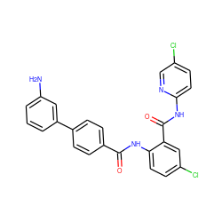 Nc1cccc(-c2ccc(C(=O)Nc3ccc(Cl)cc3C(=O)Nc3ccc(Cl)cn3)cc2)c1 ZINC000028106758