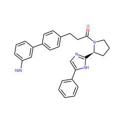 Nc1cccc(-c2ccc(CCC(=O)N3CCC[C@H]3c3ncc(-c4ccccc4)[nH]3)cc2)c1 ZINC000064549175