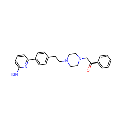 Nc1cccc(-c2ccc(CCN3CCN(CC(=O)c4ccccc4)CC3)cc2)n1 ZINC000022453019