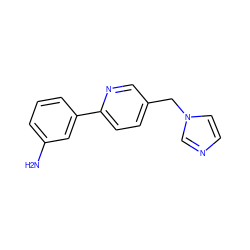 Nc1cccc(-c2ccc(Cn3ccnc3)cn2)c1 ZINC000029130812