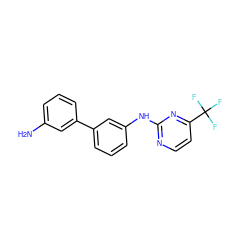 Nc1cccc(-c2cccc(Nc3nccc(C(F)(F)F)n3)c2)c1 ZINC001772575050