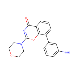 Nc1cccc(-c2cccc3c(=O)nc(N4CCOCC4)oc23)c1 ZINC000653791379