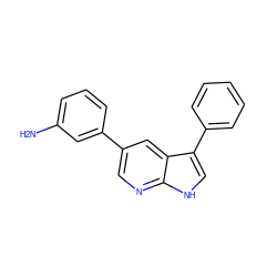 Nc1cccc(-c2cnc3[nH]cc(-c4ccccc4)c3c2)c1 ZINC000095573649