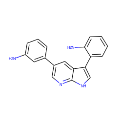 Nc1cccc(-c2cnc3[nH]cc(-c4ccccc4N)c3c2)c1 ZINC000299824096