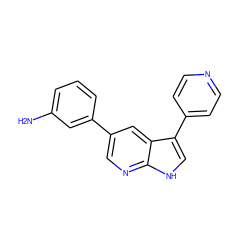 Nc1cccc(-c2cnc3[nH]cc(-c4ccncc4)c3c2)c1 ZINC000095580031