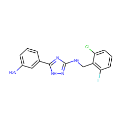 Nc1cccc(-c2nc(NCc3c(F)cccc3Cl)n[nH]2)c1 ZINC001772633322