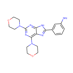 Nc1cccc(-c2nc3c(N4CCOCC4)nc(N4CCOCC4)nc3[nH]2)c1 ZINC000143921525