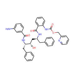 Nc1cccc(C(=O)N[C@@H](Cc2ccccc2)[C@@H](O)C[C@H](Cc2ccccc2)NC(=O)c2ccccc2NC(=O)OCc2ccccn2)c1 ZINC000027108306