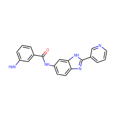 Nc1cccc(C(=O)Nc2ccc3nc(-c4cccnc4)[nH]c3c2)c1 ZINC000005075352