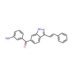 Nc1cccc(C(=O)c2ccc3c(/C=C/c4ccccc4)n[nH]c3c2)c1 ZINC000166932622