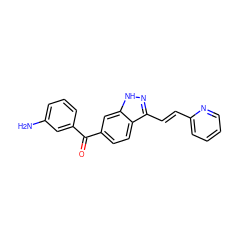 Nc1cccc(C(=O)c2ccc3c(/C=C/c4ccccn4)n[nH]c3c2)c1 ZINC000166972457