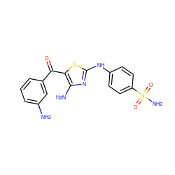 Nc1cccc(C(=O)c2sc(Nc3ccc(S(N)(=O)=O)cc3)nc2N)c1 ZINC000095920716