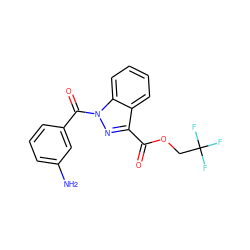 Nc1cccc(C(=O)n2nc(C(=O)OCC(F)(F)F)c3ccccc32)c1 ZINC000072177312