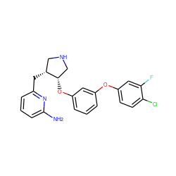 Nc1cccc(C[C@@H]2CNC[C@@H]2Oc2cccc(Oc3ccc(Cl)c(F)c3)c2)n1 ZINC000058582925