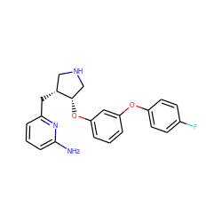 Nc1cccc(C[C@@H]2CNC[C@@H]2Oc2cccc(Oc3ccc(F)cc3)c2)n1 ZINC000058592660