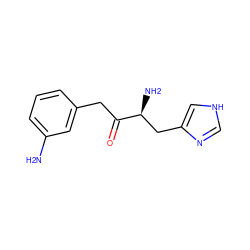 Nc1cccc(CC(=O)[C@@H](N)Cc2c[nH]cn2)c1 ZINC000026250637