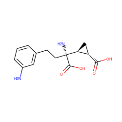 Nc1cccc(CC[C@](N)(C(=O)O)[C@H]2C[C@@H]2C(=O)O)c1 ZINC000013777448