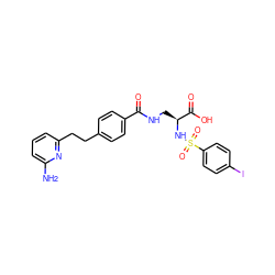 Nc1cccc(CCc2ccc(C(=O)NC[C@H](NS(=O)(=O)c3ccc(I)cc3)C(=O)O)cc2)n1 ZINC000027206749