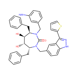 Nc1cccc(CN2C(=O)N(Cc3ccc4[nH]nc(-c5cccs5)c4c3)[C@H](Cc3ccccc3)[C@H](O)[C@@H](O)[C@H]2Cc2ccccc2)c1 ZINC000026956775